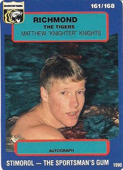 1990 AFL Scanlens Stimorol #161 Matthew Knights Front